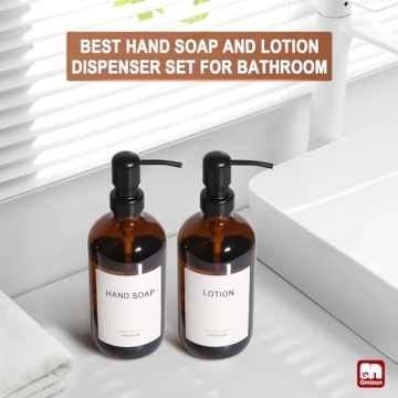 Stylish GMISUN Amber Glass Soap Dispenser Set for Home