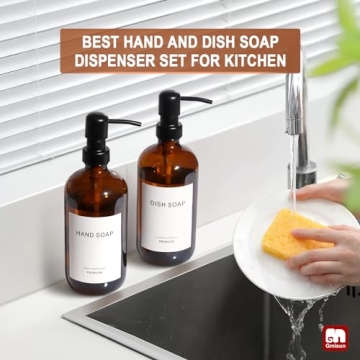 Stylish GMISUN Amber Glass Soap Dispenser Set for Home