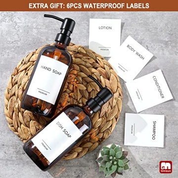 Stylish GMISUN Amber Glass Soap Dispenser Set for Home