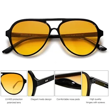 SojoS Classic Retro Aviator Sunglasses - Stylish & Polarized