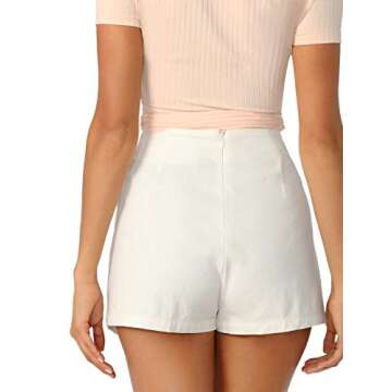 WDIRARA Women's Casual Mid Waist Zip Back Split Front Summer Solid Wrap Shorts White M