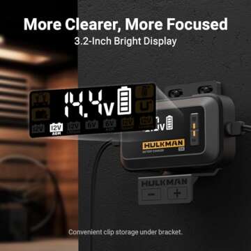 Hulkman Sigma 5 Car Battery Charger, with 3.2-inch Smart LED Display, 5A 6V/12V Automotive Trickle Charger, Battery Maintainer for Car, Motorcycle and Boat, Support Lithium and Lead-Acid