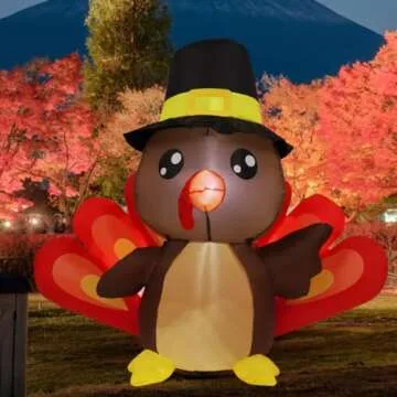 COMIN Thanksgiving Inflatable Turkey LED Yard Decoration