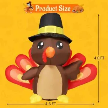 COMIN Thanksgiving Inflatable Turkey LED Yard Decoration