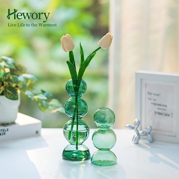 Hewory Artistic Glass Bubble Vases Set for Home Decor