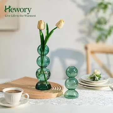 Hewory Artistic Glass Bubble Vases Set for Home Decor