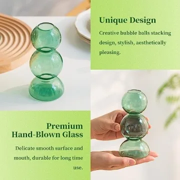 Hewory Artistic Glass Bubble Vases Set for Home Decor