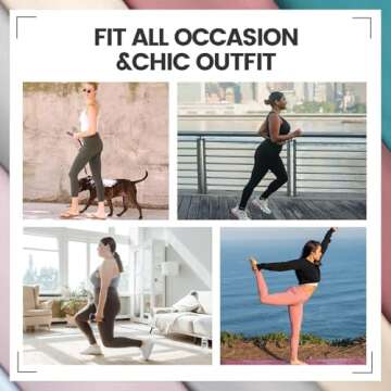 TNNZEET 7 Pack Leggings for Women - Black High Waisted Yoga Pants with Pockets Fleece Lined Leggings Women