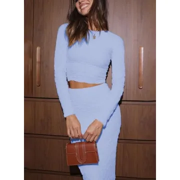 RAISECOM Women's Fall 2 Piece Outfit Maxi Skirt Set