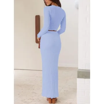 RAISECOM Women's Fall 2 Piece Outfit Maxi Skirt Set