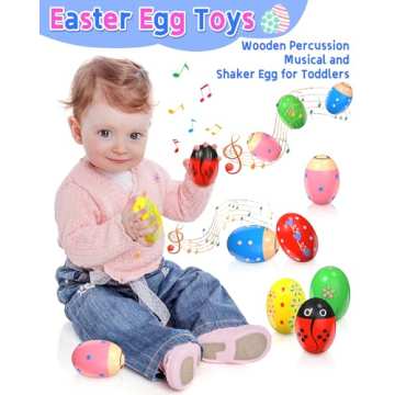 6 Pack Colorful Wooden Musical Shakers for Toddlers