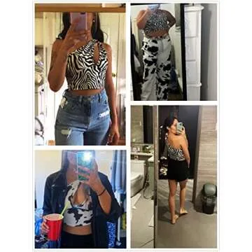 Chic WDIRARA Zebra Print One Shoulder Crop Top for Women