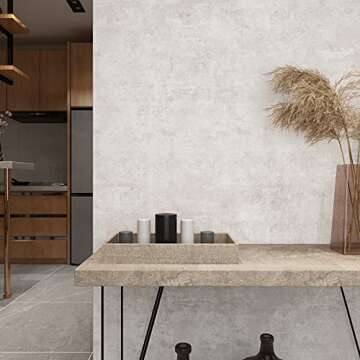 VEELIKE Neutral Concrete Wallpaper Peel and Stick Boho Concrete Contact Paper for Walls Countertop W...