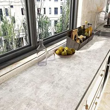 VEELIKE Neutral Concrete Wallpaper Peel and Stick Boho Concrete Contact Paper for Walls Countertop Waterproof 118''x32'' Wide Removable Adhesive Cement Vinyl Wallpaper for Bedroom Bathroom Living Room