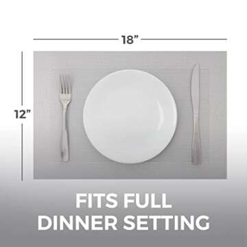 Home Genie Placemats Set, Protect Surfaces, Heat Resistant Dinner Mat, Wipeable Food Grade Place Mats, Woven Vinyl Plate Setting for Kitchen, Dining Room Table Décor Accessories, 18x12