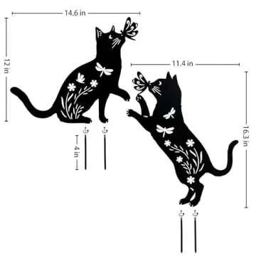 TIGGSY Cat Metal Decorative Garden Stakes Cat Gifts for Women/Men Cat Lovers Gifts Silhouette Statues for Yard Art, Outside, Patio, Outdoor Decor, Garden Decorations, Lawn Ornaments