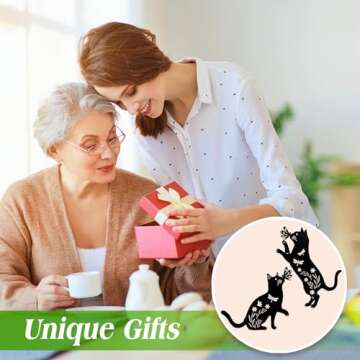 TIGGSY Cat Metal Decorative Garden Stakes Cat Gifts for Women/Men Cat Lovers Gifts Silhouette Statues for Yard Art, Outside, Patio, Outdoor Decor, Garden Decorations, Lawn Ornaments