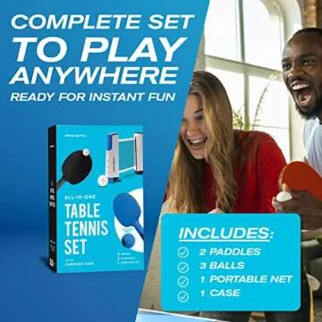PRO SPIN All-in-One Ping Pong Set - Retractable Ping Pong Net for Any Table (72"), Ping Pong Paddles...