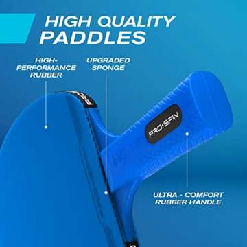 PRO SPIN All-in-One Ping Pong Set - Retractable Ping Pong Net for Any Table (72"), Ping Pong Paddles and Balls, Storage Case - Portable Table Tennis Gifts (2-Player Ultra-Comfort Set)