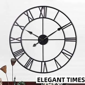 INFINITY TIME Large 30 Inch Wall Clocks for Modern Living Room Decor,Black Metal Roman Numeral Wall Clock Decorative for Dinning Room,Home Office