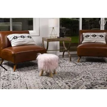 BIRDROCK HOME Faux Fur Foot Stool Ottoman – Cozy Accent Chair for Your Home