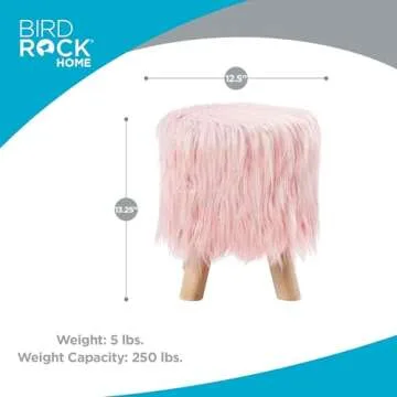 BIRDROCK HOME Faux Fur Foot Stool for Stylish Comfort