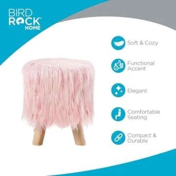 BIRDROCK HOME Faux Fur Foot Stool for Stylish Comfort