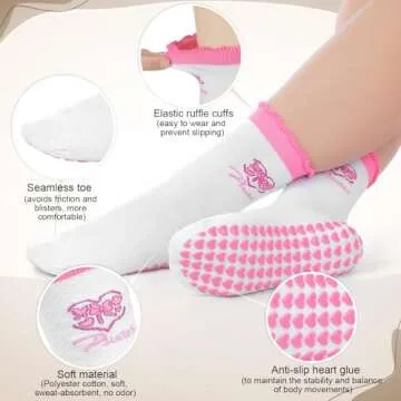 Jeyiour 10 Pair Pilates Socks - Stylish Non-Slip Yoga Socks