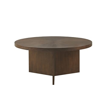 Martha Stewart Sadie Round Wood Coffee Table with Starburst Design, 36" Dia x 16.5" H, Modern Accent...