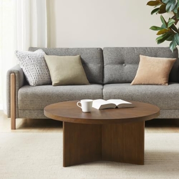 Martha Stewart Sadie Round Wood Coffee Table Elegant Design