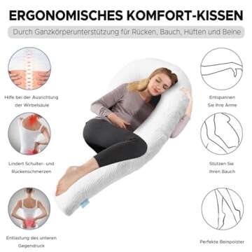 SCHNAUZER HOME Body Pillow for Adults - Soft Long Bed Pillows Insert for Sleeping - Shredded Memory Foam & Removable Washable Cover - Swan Shaped Side Sleeper Pregnancy Pillow 49 Inch (White)