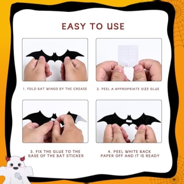3D Bats Halloween Decorations - 120PCS Stickers