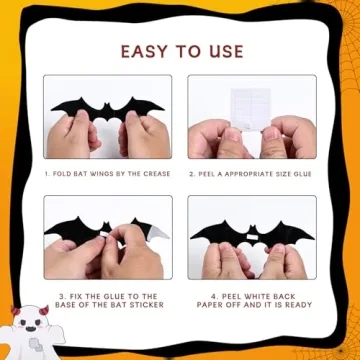 3D Bats Halloween Decorations - 120PCS Stickers