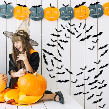 3D Bats Halloween Decorations - 120PCS Stickers