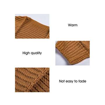 Womens Cardigans Ladies Autumn Warm Cozy Open Front Long Sleeve Chunky Cable Knit Ribbed Cardigan Sweater Large Size 12 14 Yellow Brown
