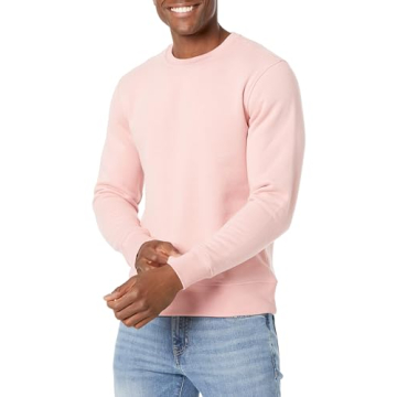 Amazon Essentials Men's Fleece Crewneck Sweatshirt (Available in Big & Tall), Pink, Large