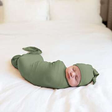 Bayceen Large Rayon Jersey Knitted Swaddle Blanket for Baby, Soft Stretchy Receiving Blanket for New...