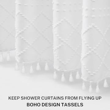 Elegant Boho White Shower Curtain for Stylish Bathrooms