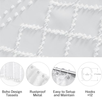 Elegant Boho White Shower Curtain for Stylish Bathrooms