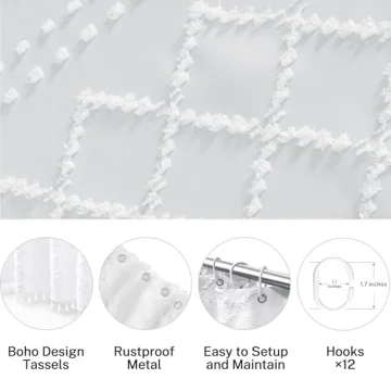 Elegant Boho White Shower Curtain for Stylish Bathrooms