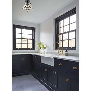 Moravian Star Light Fixture with Seeded Glass Shade