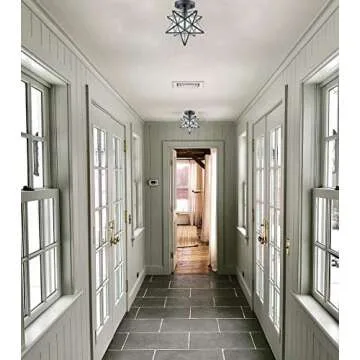 Moravian Star Light Fixture with Seeded Glass Shade