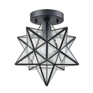 Moravian Star Light Fixture with Seeded Glass Shade