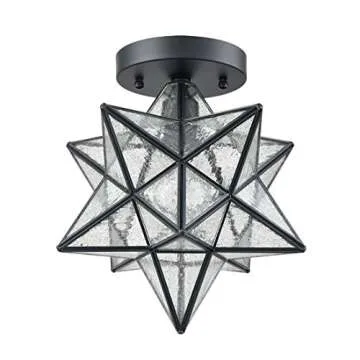 Moravian Star Light Fixture with Seeded Glass Shade