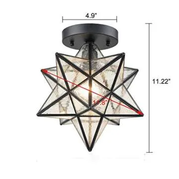 Moravian Star Light Fixture with Seeded Glass Shade