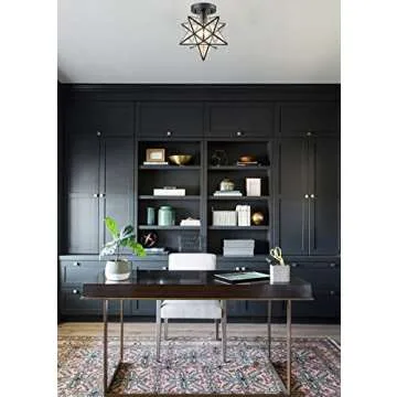 Moravian Star Light Fixture with Seeded Glass Shade