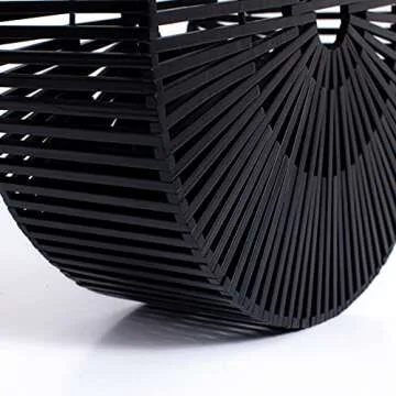 RULER TRUTH Women's Bamboo Handbag by Handmade Straw Bag,Tote Bamboo Purse Natural Basket Bag for Summer Beach…