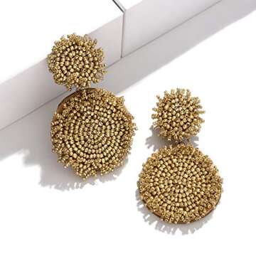 Elegant Statement Seed Bead Drop Earrings for Women