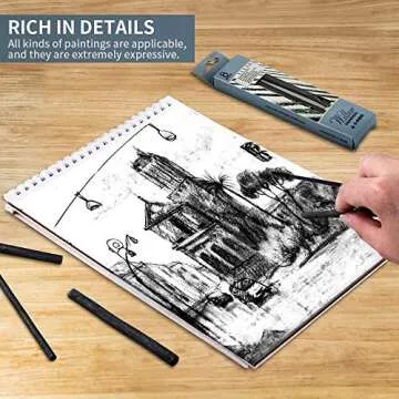 MyLifeUNIT Willow Charcoal Sticks, 4 Pack Vine Charcoal Pencils for Artists Drawing (48 PCS)