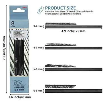MyLifeUNIT Willow Charcoal Sticks, 4 Pack Vine Charcoal Pencils for Artists Drawing (48 PCS)